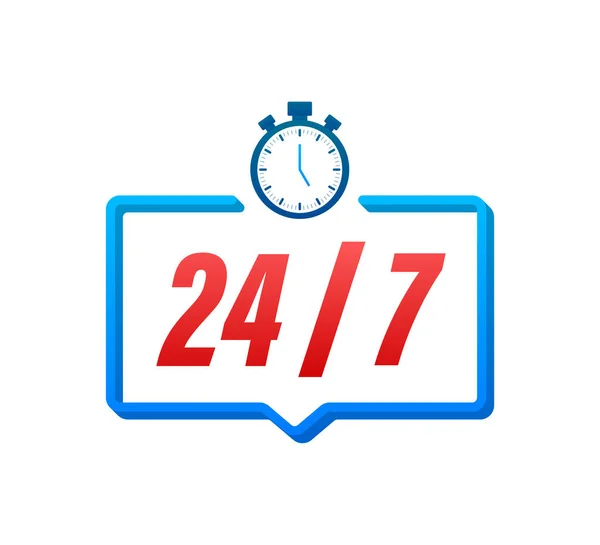 Concepto de servicio 24-7. Abierto las 24 horas. Icono de servicio de soporte. Ilustración de stock vectorial. — Archivo Imágenes Vectoriales