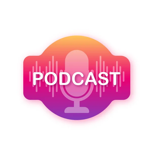 Podcast. L'icona del microfono. Podcast trasmesso. Illustrazione dello stock vettoriale — Vettoriale Stock