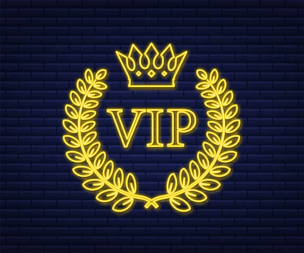 Signo de neón con etiqueta Gold Vip sobre fondo negro. Ilustración de stock vectorial — Archivo Imágenes Vectoriales