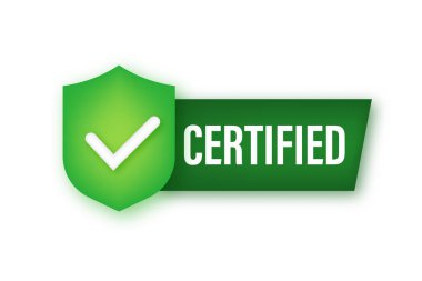 Sertifikalı etiket vektörü beyaz arkaplanda izole edildi. Vektör stok illüstrasyonu