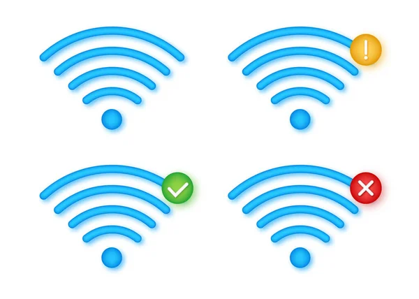 Ensemble d'icônes sans fil. Pas de wifi. Différents niveaux de signal Wi-Fi. Illustration vectorielle. — Image vectorielle