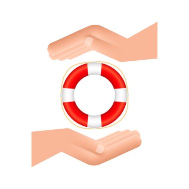 Gerçekçi stil, Beyaz Arkaplan 'da can simidi. Vektör stok illüstrasyonu.