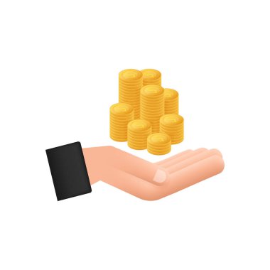 El sikkeleri ile düz çizim. Web sitesi vektör simgesi. İş konsepti.