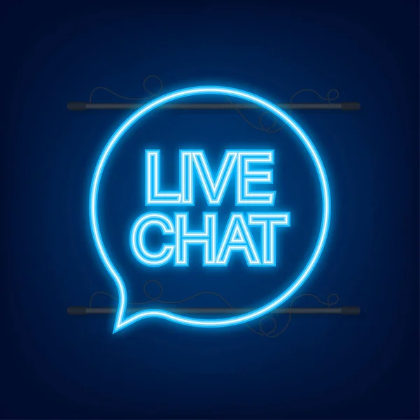 Concetto di bolle vocali live chat. Icona al neon. Illustrazione dello stock vettoriale — Vettoriale Stock