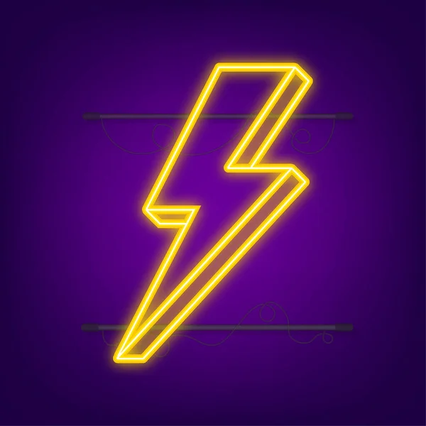 Lightning bolt neon. Thunder bolt, lighting strike expertise. Vector illustration — Stock Vector
