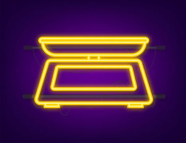 Schalen pictogram. Neon icoon. Weegschaal geïsoleerd op witte achtergrond. Vectorillustratie — Stockvector