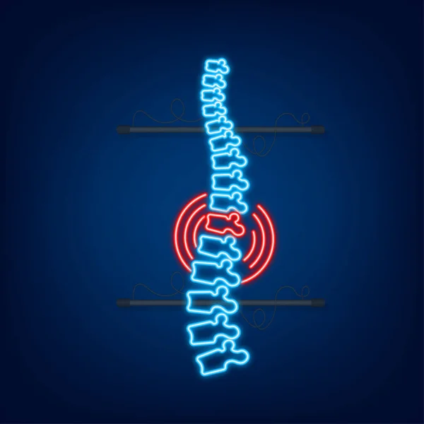 Neon omurga insan grafik ikonu. İnsan anatomisi. Vektör stok illüstrasyonu. — Stok Vektör