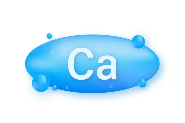 Calcium bleu sur fond blanc. Minéral calcique. Illustration vectorielle — Image vectorielle