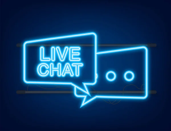Live chat, grande design per qualsiasi scopo. Pulsante su sfondo bianco. Icona vettoriale del sito. Icona al neon — Vettoriale Stock