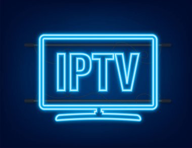 IP kartı, ikon, logo. Neon simgesi. Vektör stok illüstrasyonu
