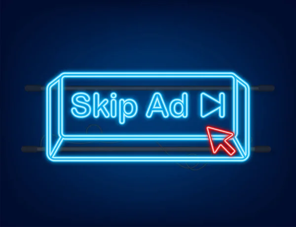 Přeskočit webovou ikonu reklamy izolovanou na bílém pozadí. Ikona neonu. Skladový vektorový obrázek — Stockový vektor