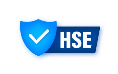 HSE etiketi. Sağlık, Güvenlik, Çevre. Simge tasarımı. İş güvenliği Posteri Tasarım Vektörü hisse senedi çizimi
