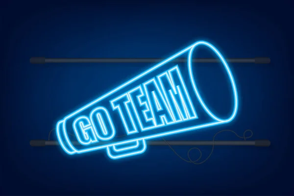 Go Team Triangle Banner. Go-Team im Cartoon-Stil. Neon-Symbol. Vektoraktiendarstellung — Stockvektor