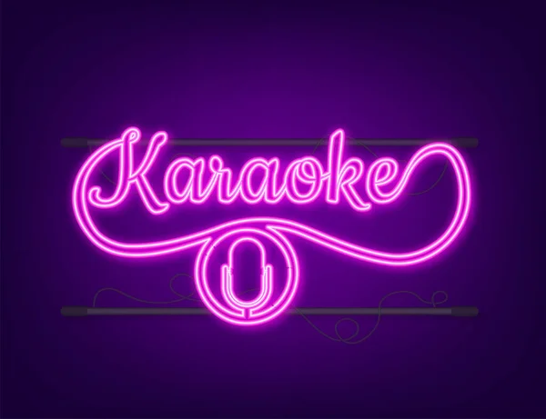 O ícone do microfone. Banner abstrato com karaoke. Festa de celebração. Karaoke festa banner layout. ícone de néon. —  Vetores de Stock