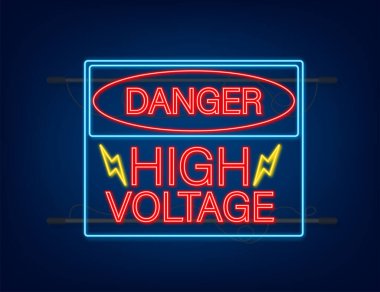 Danger high voltage neon sign. Danger sign board. clipart