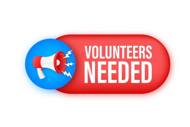 Gönüllülerle birlikte megafon etiketi. Megafon bayrağı