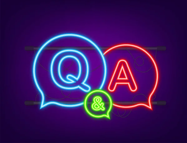 Frage und Antwort Bubble Chat. Neon-Symbol. Vektoraktiendarstellung — Stockvektor