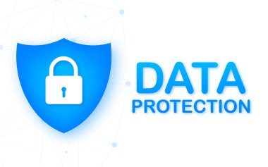 Veri koruma veri merkezi. İnternet teknolojisi. Bilgi teknolojisi. Vektör stok illüstrasyonu