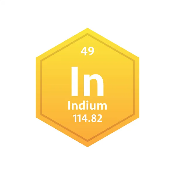 Símbolo indio. Elemento químico de la tabla periódica. Ilustración de stock vectorial. — Vector de stock