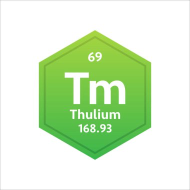 Thulium sembolü. Periyodik tablonun kimyasal elementi. Vektör stok illüstrasyonu.