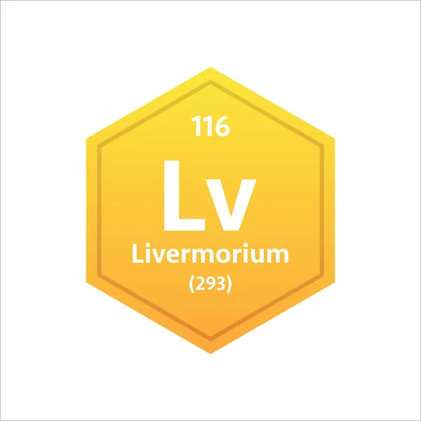 Símbolo de Livermorium. Elemento químico de la tabla periódica. Ilustración de stock vectorial. — Vector de stock