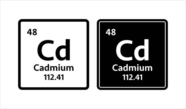 Símbolo de cadmio. Elemento químico de la tabla periódica. Ilustración de stock vectorial. — Vector de stock