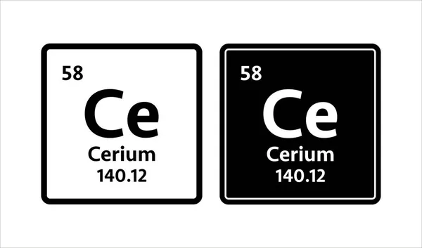 Símbolo de cerio. Elemento químico de la tabla periódica. Ilustración de stock vectorial — Vector de stock