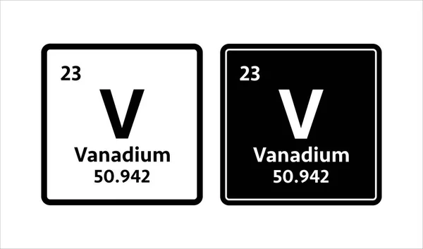 Símbolo de vanadio. Elemento químico de la tabla periódica. Ilustración de stock vectorial — Vector de stock