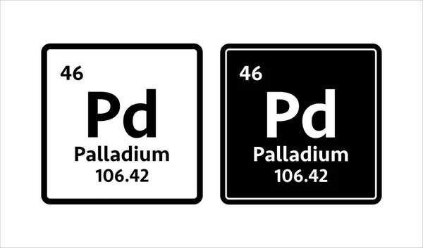 Paladyum sembolü. Periyodik tablonun kimyasal elementi. Vektör stok illüstrasyonu — Stok Vektör