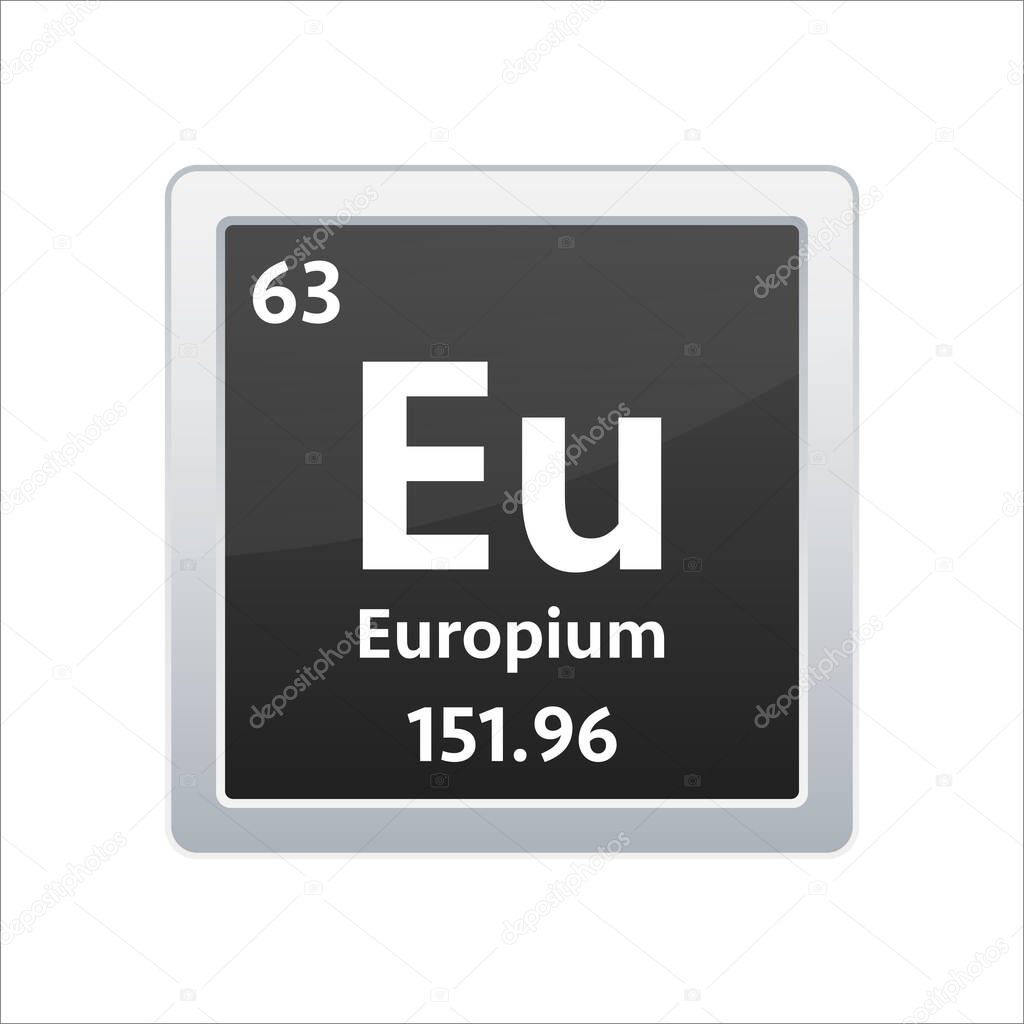 Europium symbol. Chemical element of the periodic table. Vector stock illustration
