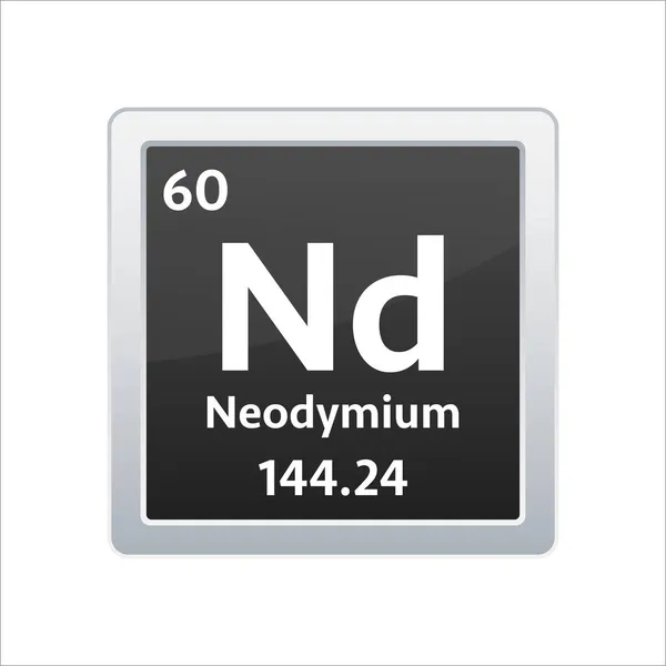 Símbolo de neodimio. Elemento químico de la tabla periódica. Ilustración de stock vectorial. — Vector de stock