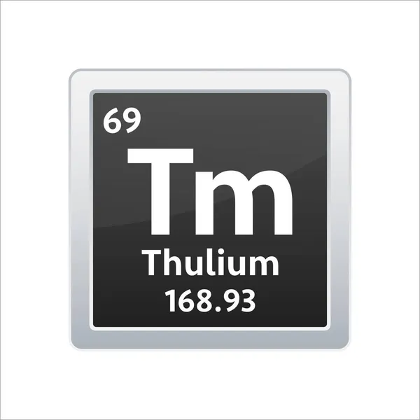 Simbol Thulium. Unsur kimia dari tabel periodik. Ilustrasi saham vektor. - Stok Vektor