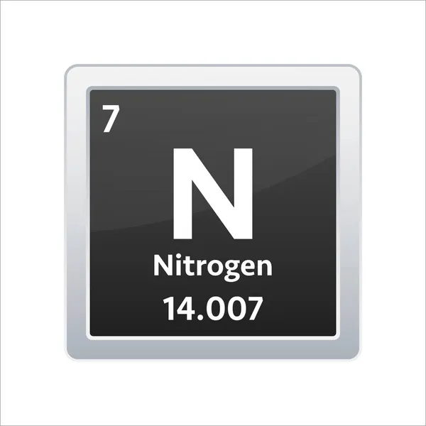 Símbolo de nitrógeno. Elemento químico de la tabla periódica. Ilustración de stock vectorial. — Vector de stock