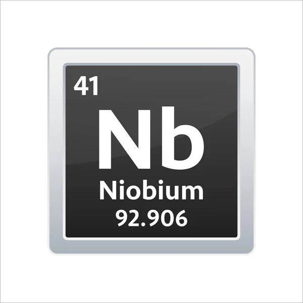 Símbolo de niobio. Elemento químico de la tabla periódica. Ilustración de stock vectorial — Vector de stock