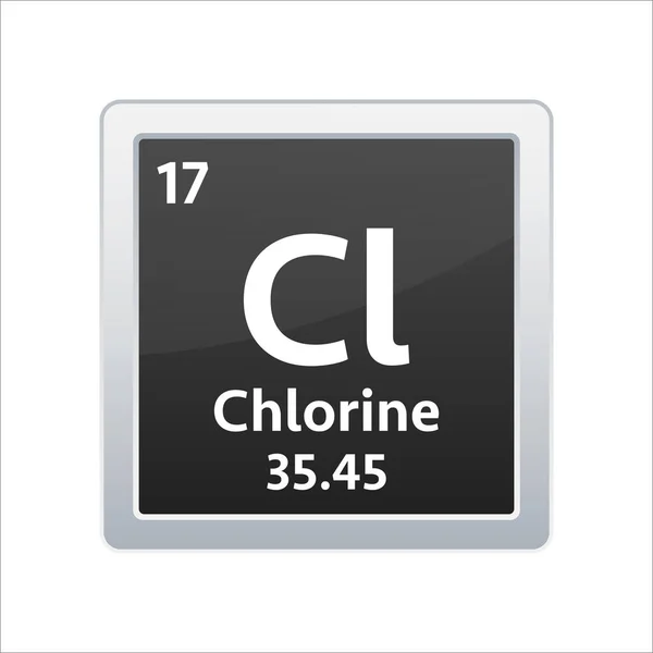 Símbolo de cloro. Elemento químico de la tabla periódica. Ilustración de stock vectorial — Vector de stock