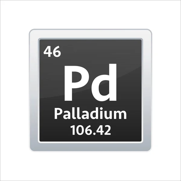 Paladyum sembolü. Periyodik tablonun kimyasal elementi. Vektör stok illüstrasyonu — Stok Vektör
