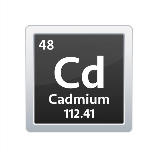 Símbolo de cadmio. Elemento químico de la tabla periódica. Ilustración de stock vectorial. — Vector de stock