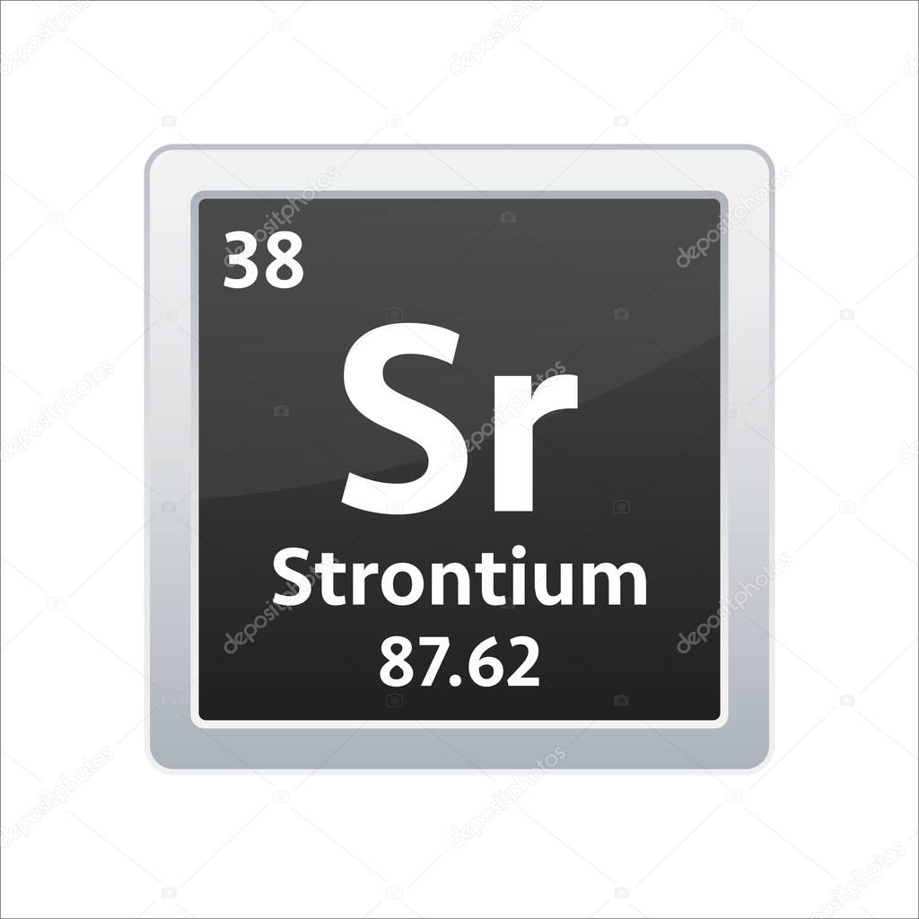 Strontium symbol. Chemical element of the periodic table. Vector stock illustration.