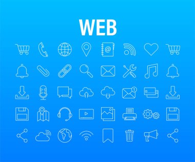 Web simgesi seti. İş için. E- posta simgesi. Görüntülü konuşma. Vektör stok illüstrasyonu