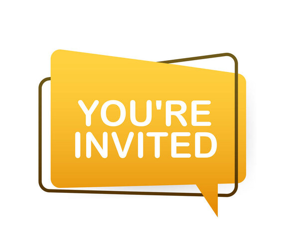 Megaphone banner, business concept with text You 're invited. Векторная иллюстрация