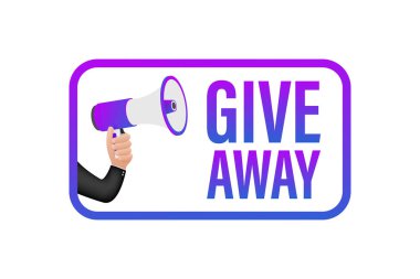 Sancak tasarımı için hediye megafonla modern düz bir şablon. Sosyal medya ikon konsepti gibi. Vektör illüstrasyonu