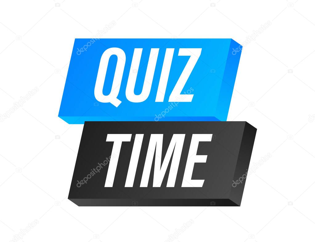 Megaphone banner - Quiz time. Vector stock illustration.