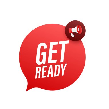 Megafonla hazırlan. Megafon bayrağı. Web tasarımı. Vektör stok illüstrasyonu