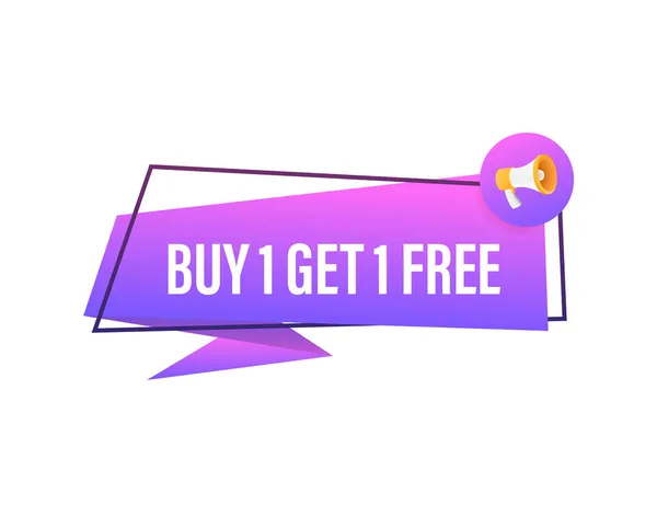 Баннер Мегафона, бизнес-концепция с текстом Buy 1 Get 1 Free. Продается бирка. Векторная иллюстрация — стоковый вектор