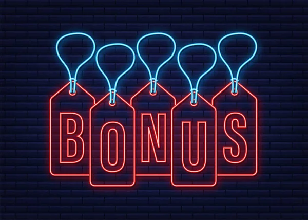 Bonus Hangtags sale neon sign. Векторная иллюстрация. — стоковый вектор