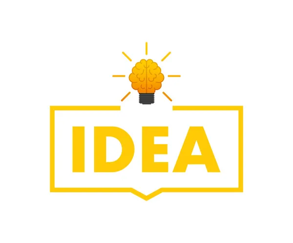 Idea piatta per il concept design. Icona della lampadina. Idea, soluzione, business, concetto di strategia. Illustrazione dello stock vettoriale — Vettoriale Stock