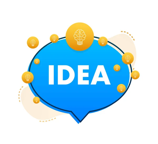 Idea piatta per il concept design. Icona della lampadina. Idea, soluzione, business, concetto di strategia. Illustrazione dello stock vettoriale — Vettoriale Stock