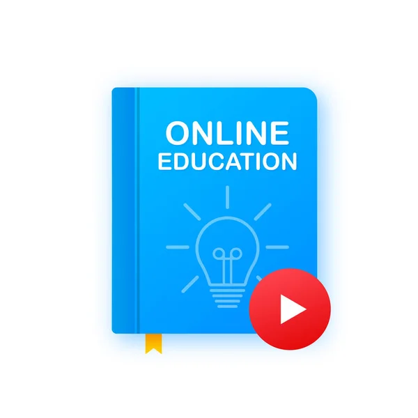 Çevrimiçi eğitim konsepti afişi. Çevrimiçi eğitim kursları. Eğitimler, e-öğrenme. Vektör illüstrasyonu — Stok Vektör