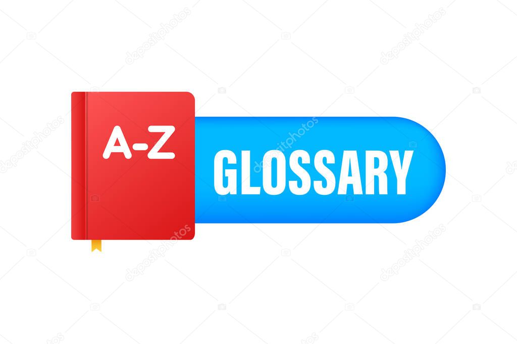 Glossary Book. Badge with book. Dictionary icon. Vector stock illustration.