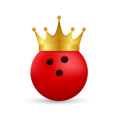 Golden Royal Crown 'da bowling topu, sporun kralı. Vektör stok illüstrasyonu.